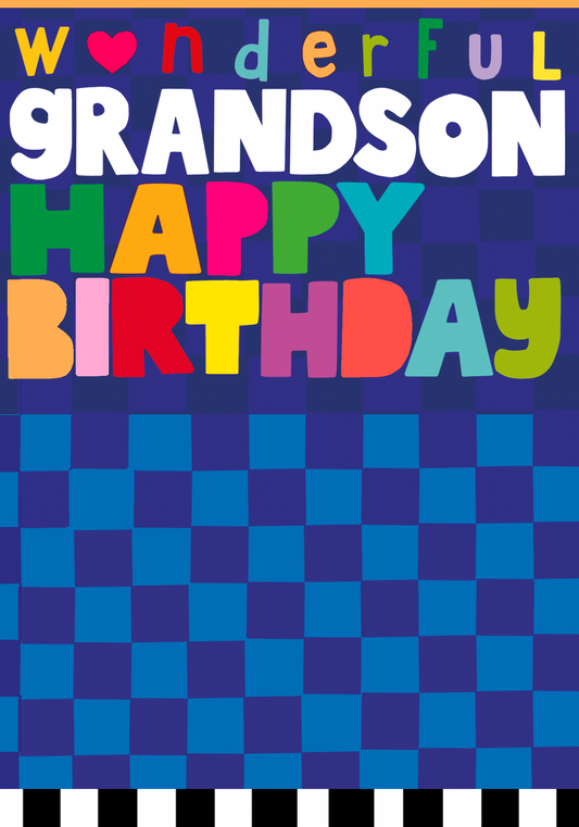 Bold Colour Grandson Birthday Card