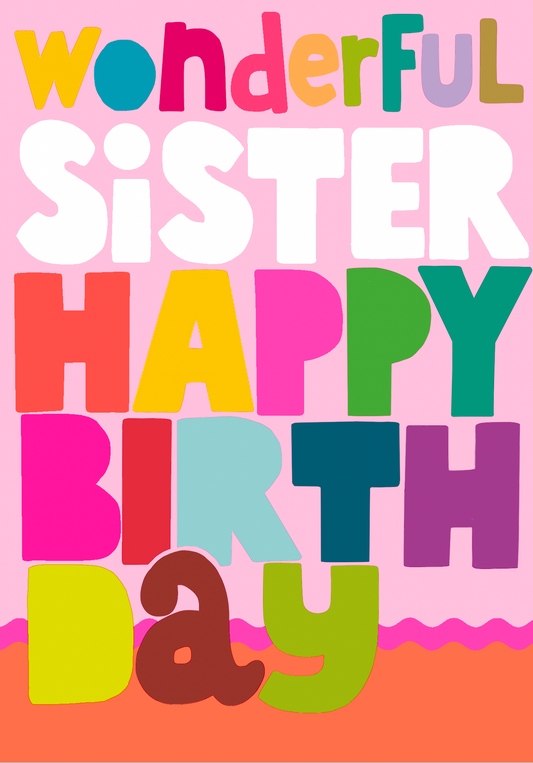 Bold Colour Sister Birthday Card