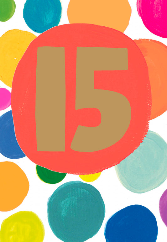 Spotty 15th Birthday Card