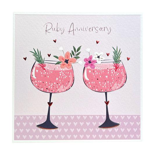 Ruby Anniversary Cocktails Card