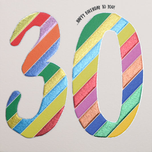 Multicoloured 30th Birthday Card