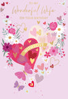 Graphic Hearts And Flowers Card