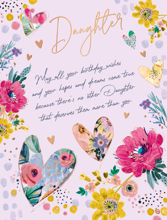 Watercolour Flowers Daughter Birthday Card