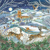 Church Scene With 2 Hares At Front Christmas Card