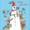 Illustration Of A Snowman With Family Around Him Card