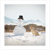 Labrador And Snowman Card