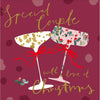 Two Cocktail Glasses With Ribbons For A Special Couple Christmas Card