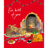 Dog And Cat In Front Of The Fire Christmas Card