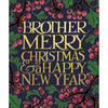 Christmas Brother Text With Red Berries Christmas Card