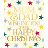 Mustard, Red And Blue Stars For Mum & Dad Christmas Card