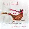 Pheasant Running In A Scarf Christmas Card