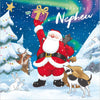 Father Christmas Holding Up A Present Nephew Card