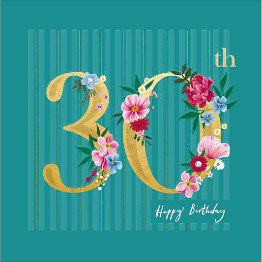 Floral 30th Birthday Card