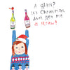 Woman Holding Wine Bottles Christmas Card