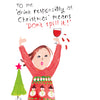 Woman Spilling Wine Christmas Card