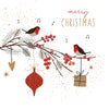 Robins On Branch Christmas Card