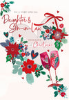 Two Champagne Glasses With Poinsettias Christmas Card