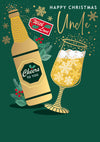 Christmas Beer Bottle And Glass Card