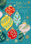 Colourful Hanging Baubles Christmas Card