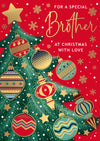 Christmas Tree And Colourful Baubles Card