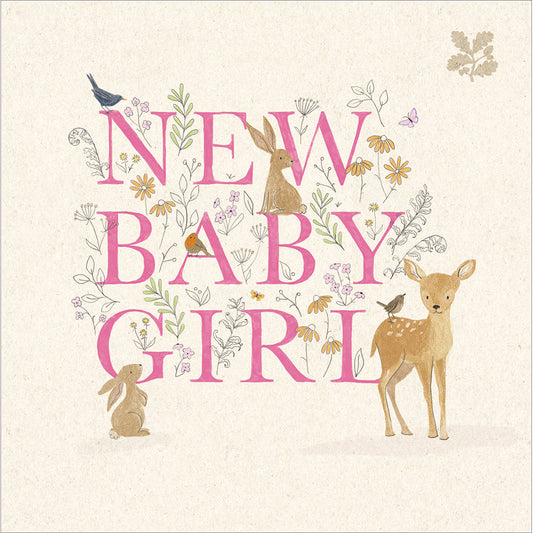 "New Baby Girl" Animals Card