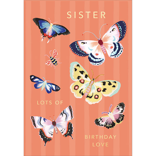 Butterflies Sister Birthday Card