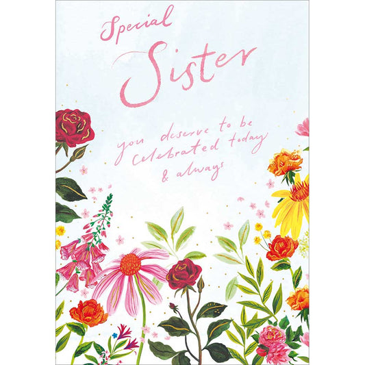 Special Sister Floral Birthday Card
