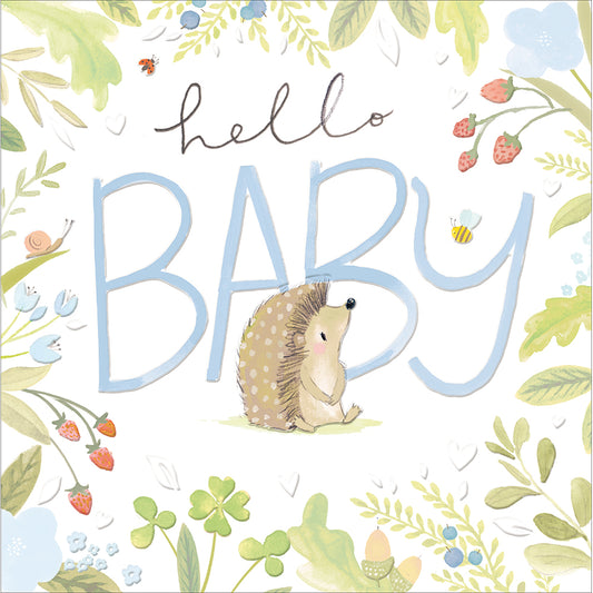 Sweet Hedgehog "Hello Baby" Blue Card