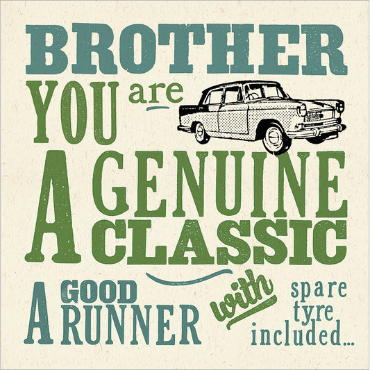 "Genuine Classic" Car Brother Birthday Card