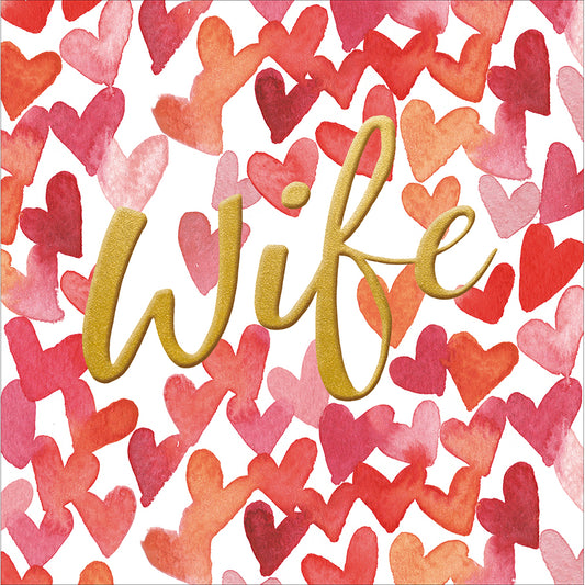 Red Love Hearts Wife Birthday Card