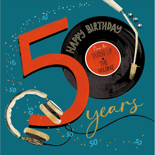 Vinyl Record 50th Birthday Card