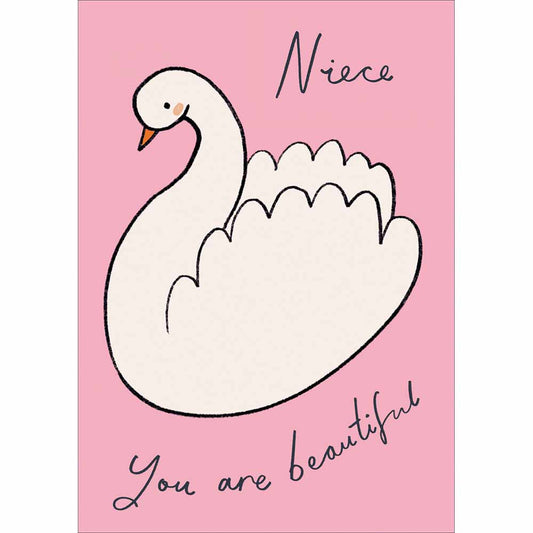 Beautiful Niece Swan Birthday Card