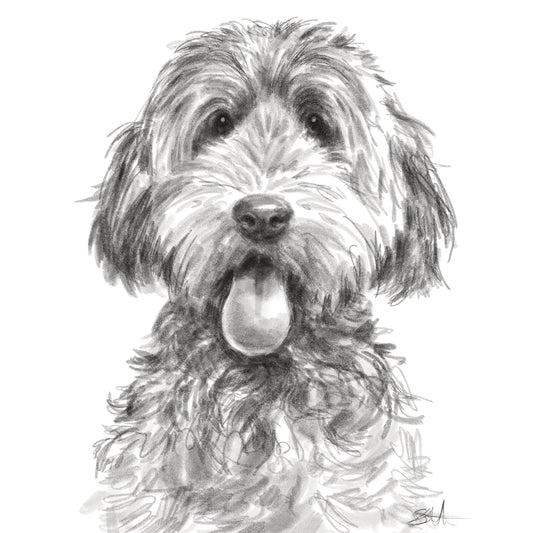 Black and White Dog Card