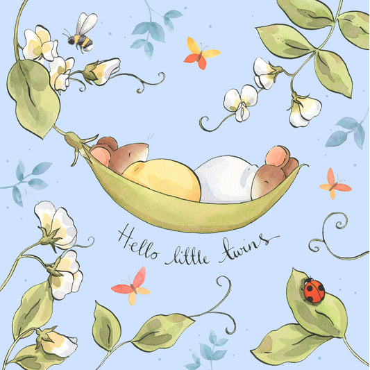 Cute Mice "Hello Little Twins" Card