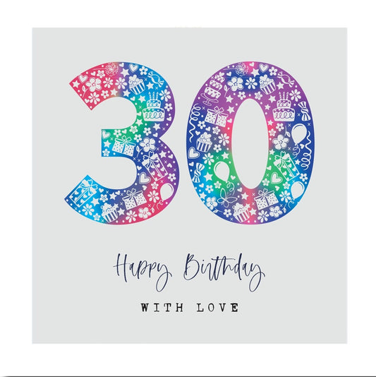 Happy 30th Birthday With Love Card