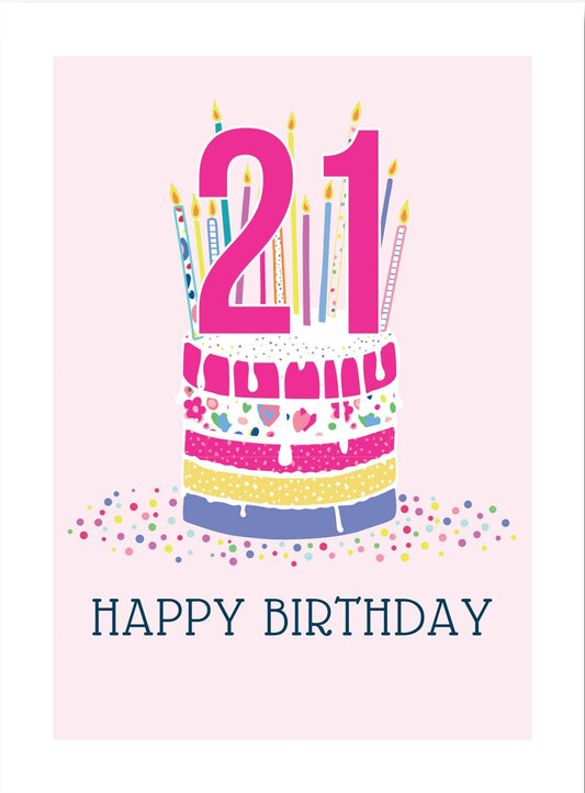 Cake 21st Birthday Card