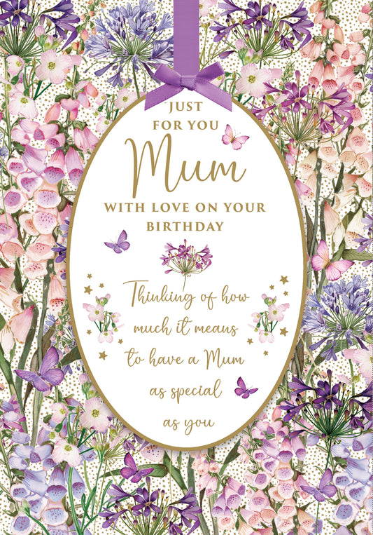 Purple Flowers Mum Birthday Card