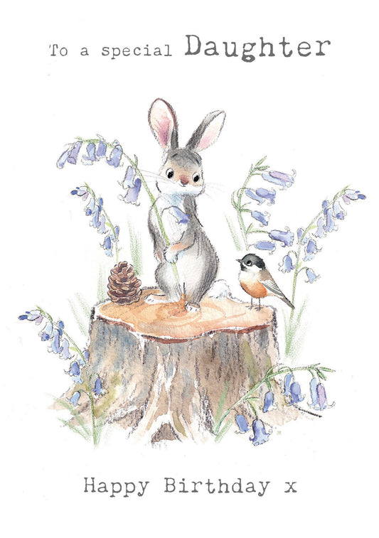 Rabbit & Bluebells Daughter Birthday Card