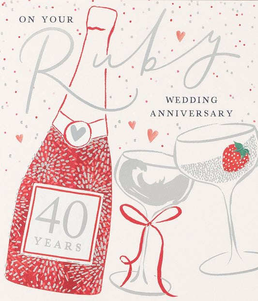 "On Your Ruby Wedding Anniversary" Card