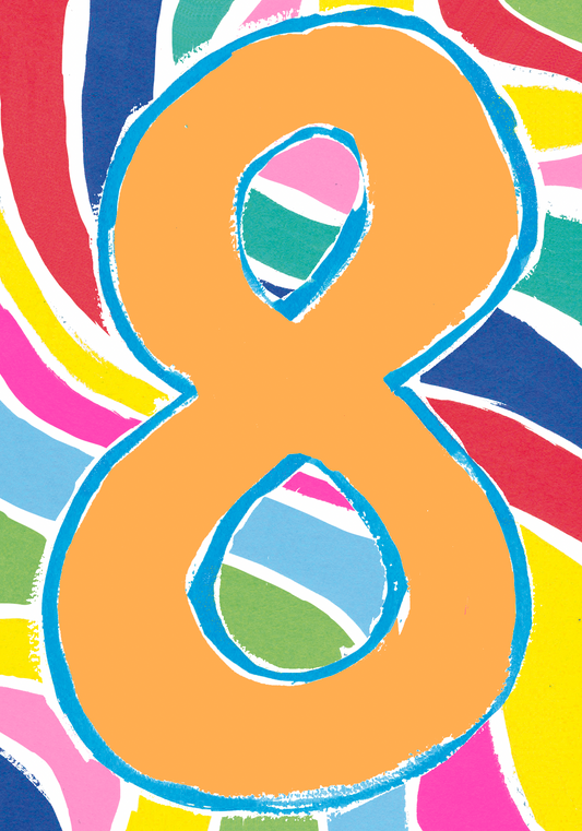 Swirly 8th Birthday Card