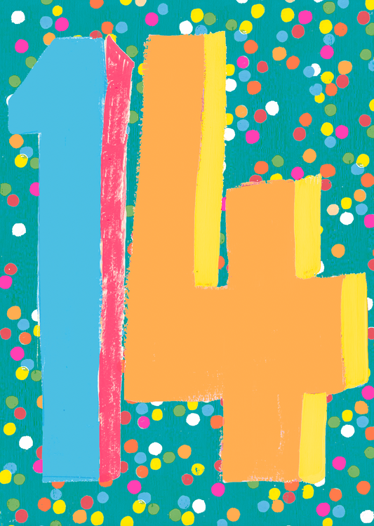 Spotty 14th Birthday Card