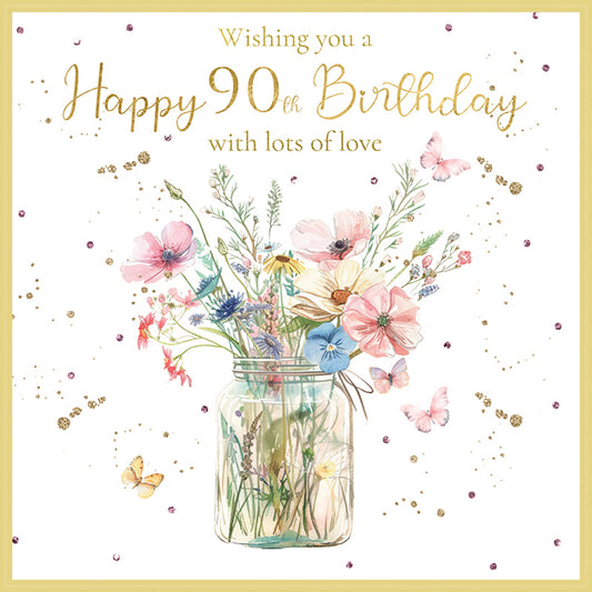 Vase Of Flowers 90th Birthday Card