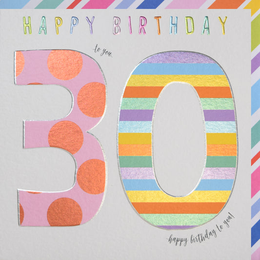 Fun Pattern 30th Birthday Card