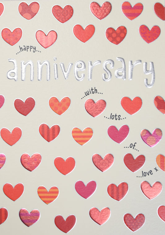 "Happy Anniversary" Red Hearts Card