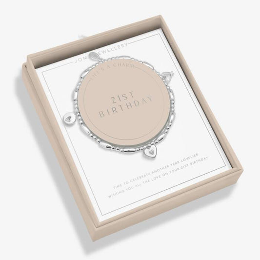 Joma Jewellery Life's A Charm '21st Birthday' Bracelet in Silver Plating