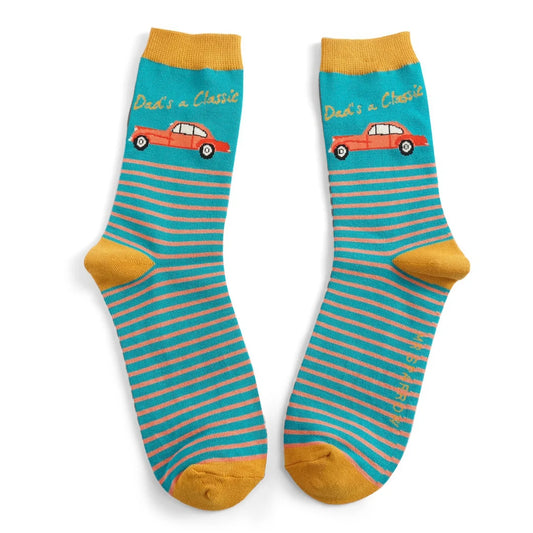 Miss Sparrow Dad’s a Classic Teal Socks