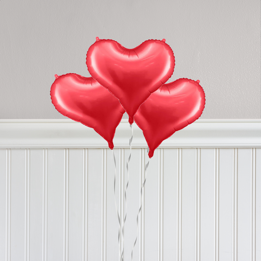 Trio of red Hearts Balloon Bunch