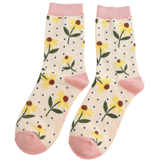 Miss Sparrow Sunflowers Cream Socks