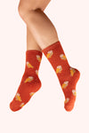 Mini Owls Fuzzy Socks - Tangerine