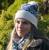 Blue Mix Scandi Flower Bobble Hat